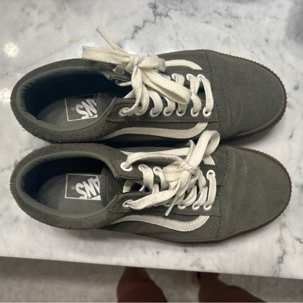 Vans Olive Green Suede Lowtops